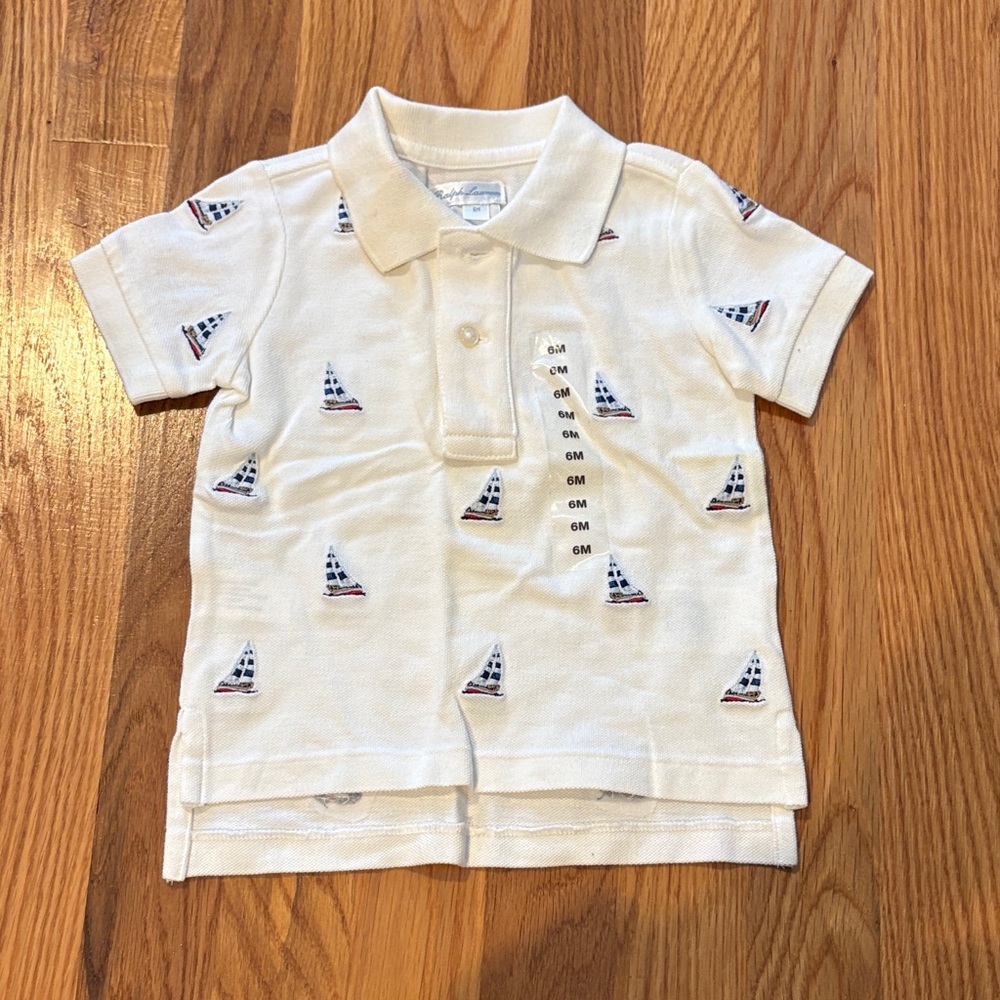 Ralph Lauren Kids Polo with Sailboat Embroidery - Cream